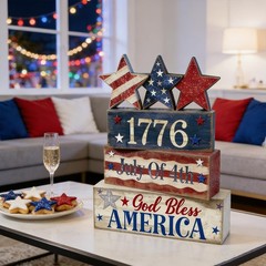 Versatile Independence Day Block Decoration – Wooden 1776 Table Centerpiece