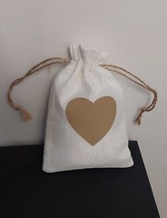 10 X Bridal/ Christening White Canvas Favour Gifts Bag With String