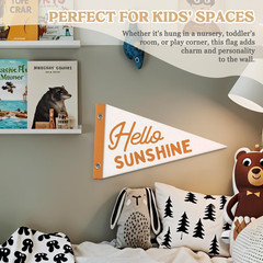 Hello Sunshine Wall Hanging Felt Banner for Kids Room,Bedroom,Playroom,Nursery,C