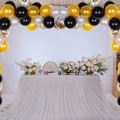 16 FT Balloon Garland Arch Kit Black Gold 100 Balloons 100 Glue Stickers