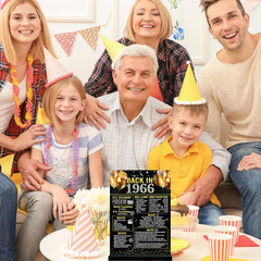60Th Birthday Decorations Women Men, Black Gold Back in 1966 Birthday Poster Acr