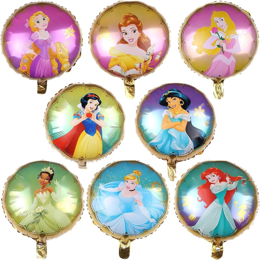 8 Pcs Princess Foil Balloons for Birthday Wedding Baby Shower Party Decor