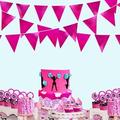 Hot Pink Party Decorations Triangle Pennant Banner Flag Rose