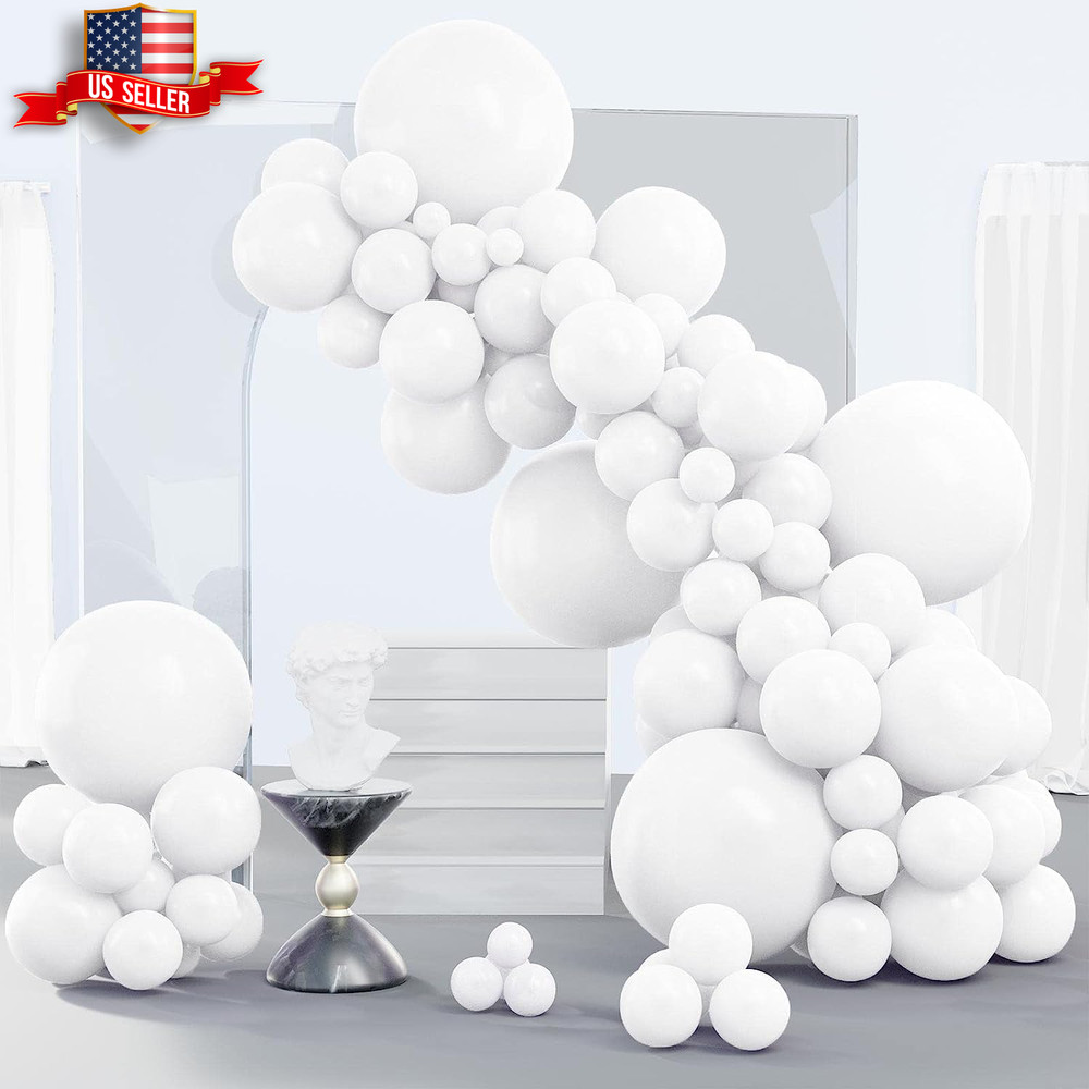 Premium Elegant 140-Pc Matte White Balloon Set for All Occasions – Various Sizes