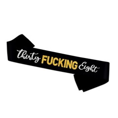 Thirty Eight 38th Birthday Sash Pink Satin Silver Gold Glitter Men Women Gift