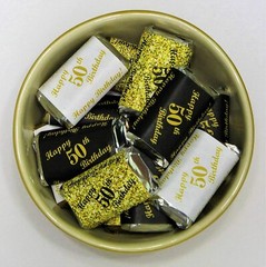 50th Birthday Miniatures Candy Bar Wrapper, (Set of 60) CANDY NOT INCLUDED