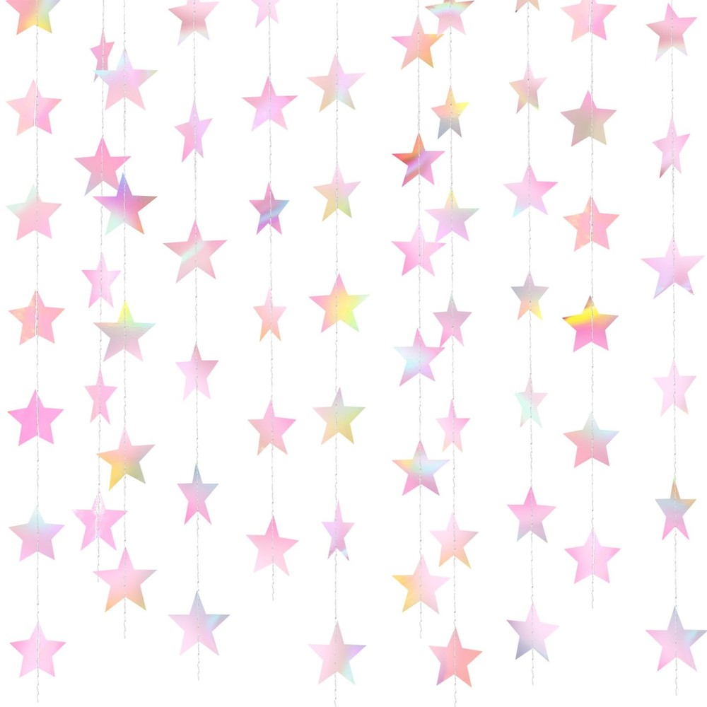 Patelai Glitter Star Garland Banner Decor 130 Feet Star Hanging Bunting Banner