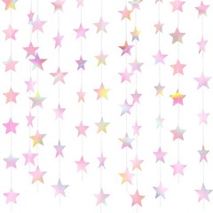 Patelai Glitter Star Garland Banner Decor 130 Feet Star Hanging Bunting Banner