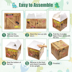 Dinosaur Birthday Party Decorations with 4pcs Dino Theme Boxes Green Brown Black
