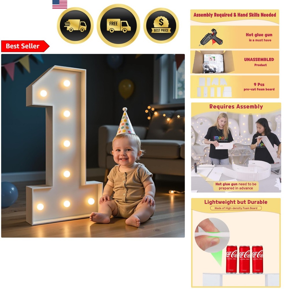 Light Up Numbers for Birthday Party Decorations 3ft 4ft Marquee Numbers