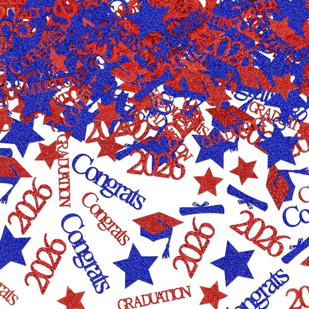 200 PCS Red Blue 2026 Graduation Table Confetti Party Decoration
