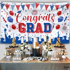 , Red and Blue Congratulations Banner, XtraLarge, 72×44 Inch, Graduation Backdro