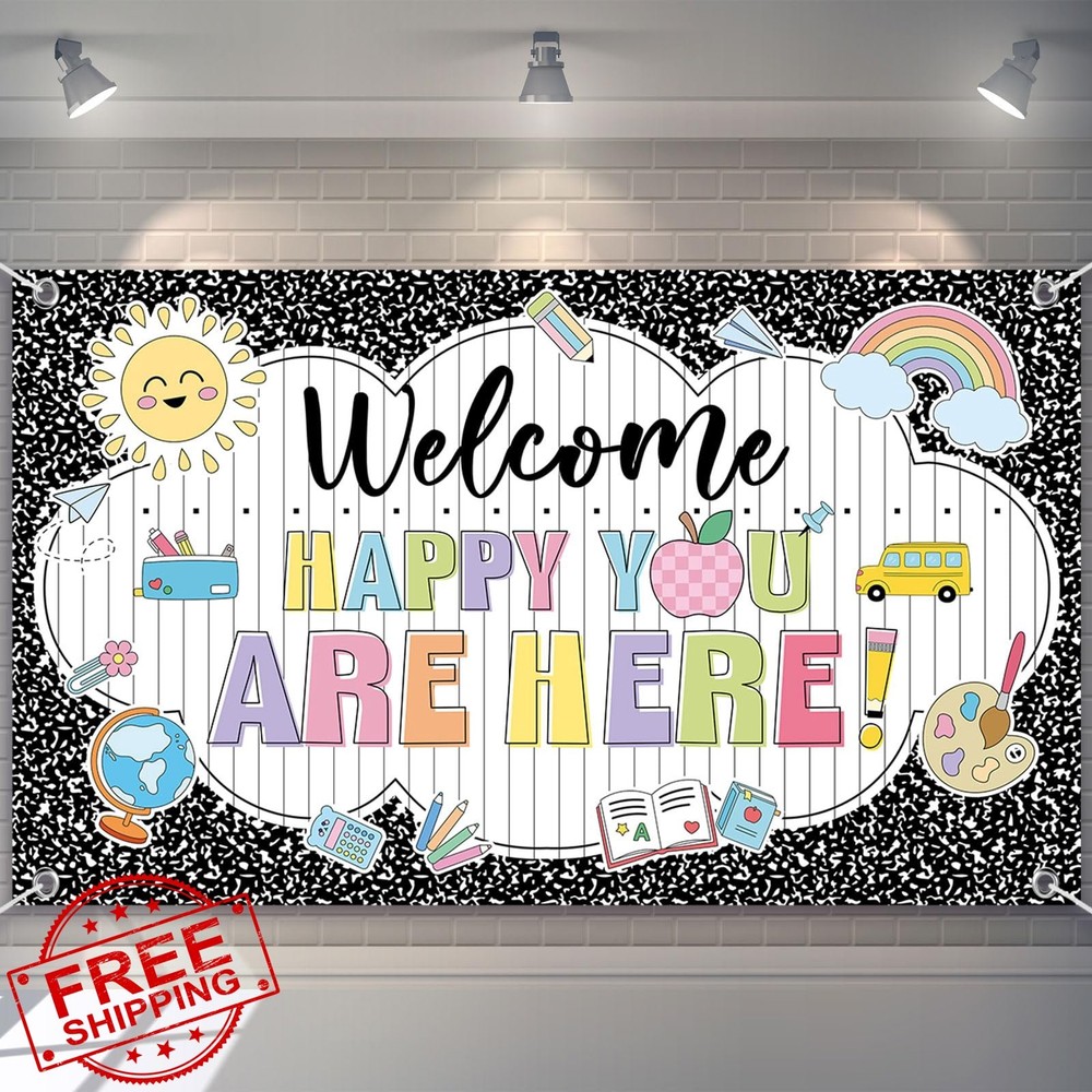 Harloon Composition Notebook Backdrop Banner 72.8×43.3 Inch Girl