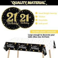 143 Pcs 21st Birthday Party Supplies Set for 24 Guests 21st Birthday Plates B…