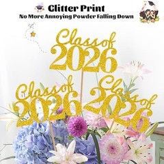Graduation Decorations 2026, 12 PCS Graduation Centerpieces for Tables, Gold Gli