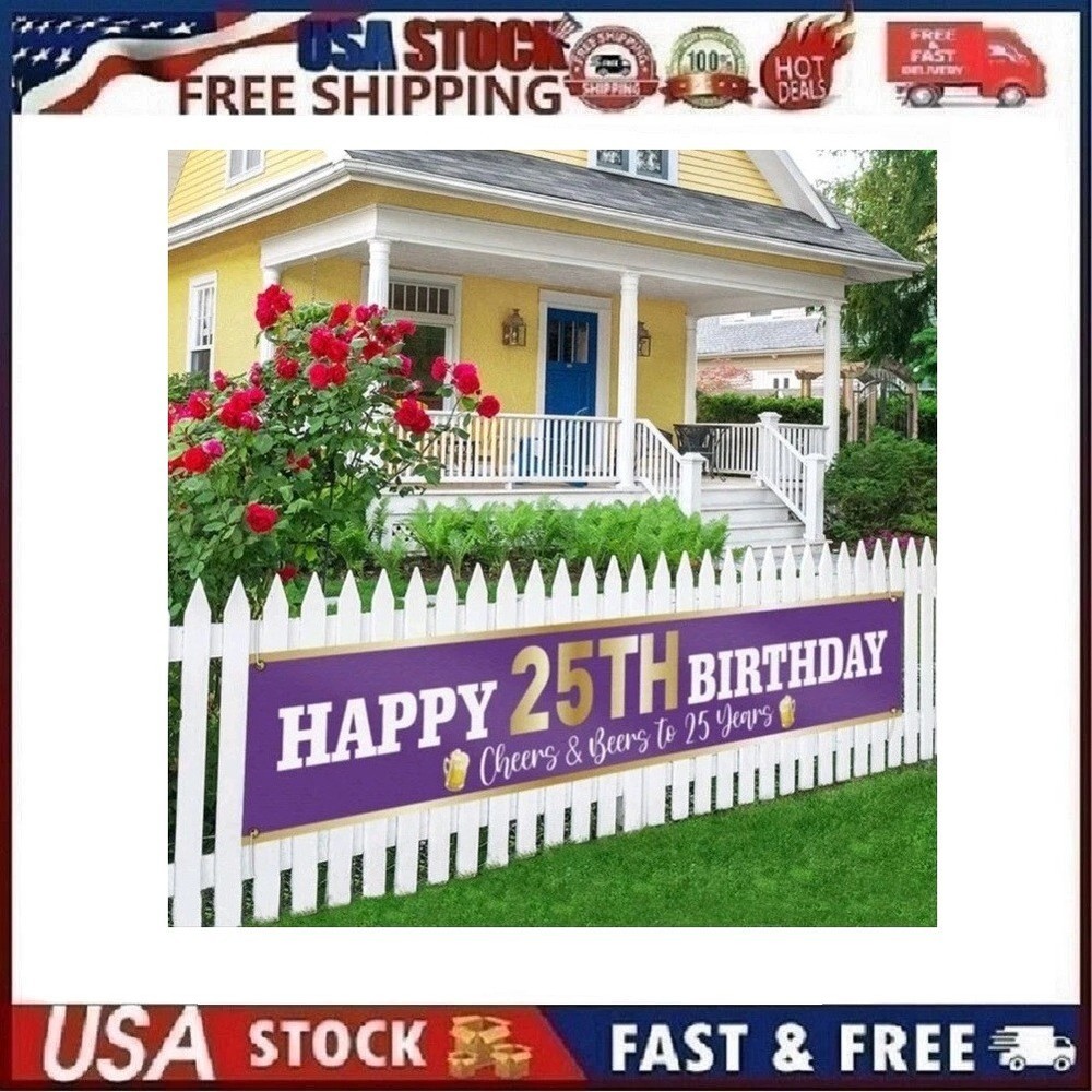 Large 9.8 x 1.6ft 25th Birthday Banner Party Supplies Cheers & Beers to 25 Years