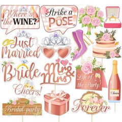 Wedding Party Photo Booth Props, Funny Bride Shower/Reception Party Selfie Pr…