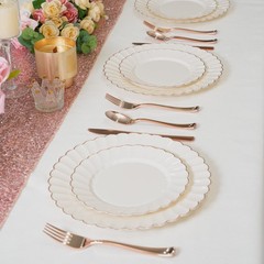 72PCS Ivory Plastic Plates Set for 36 Guests, Heavy Duty Scalloped Disposable…