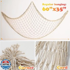 2 Pack Fish Net Decorations for Party, Natural Cotton Hawaiian Party Fishing