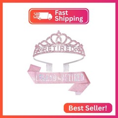 SuPoo Retirement Party Decorations Retired Sash for Women Pink Retired Tiara Cro