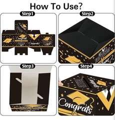Graduation Decorations Grad Box Grad Party Favors Decor Supplies Black