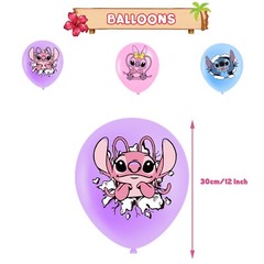 Lilo & Stitch Birthday Party Decorate Supplies Set，Balloon Banner Cake Toppers