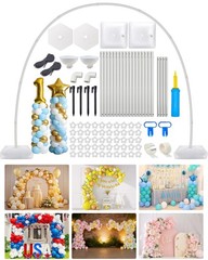 6IN1 Balloon Arch Stand Kit, 10.8ft Adjustable Balloon Column Stand with Base…