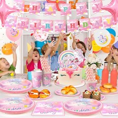 178 Unicorn Party Decorations Rainbow Birthday Supply Balloon Plates Cake Topper
