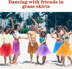 Tropical 12-Pack Hula Skirts – Adjustable Waist and Vibrant Design for Parties