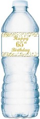 65th Birthday Water Bottle Labels; Set of 20 Waterproof Water Bottle Wrappers