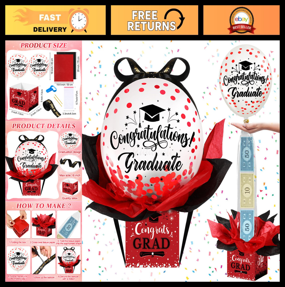 Graduation Money Balloon Box Kit – Cash Gift Set for Class of 2026 Party Decor