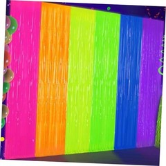 2 Pack Glow in The Dark Tinsel Curtains, Neon Party Decorations 3.3 x 6.6 Ft