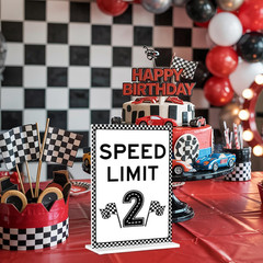 Race Car Birthday Decor – Speed Limit 2 Acrylic Sign with Stand, 8×12 inches