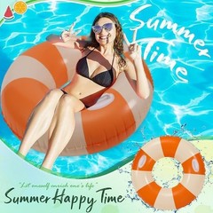 2PCS XL Striped Beach Inflatable 45″ Pool Floats for Adult Bachelorette Swim …