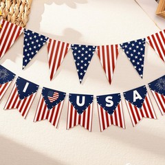 Independence Day Bunting Banner 1 Pack Red White Blue Triangle Flag Garland P…