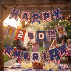 250th Anniversary Decorations – USA 250 Year Banner, Indoor/Outdoor Party Suppli