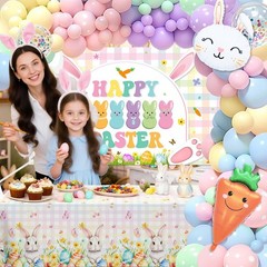 138pcs Easter Balloon Arch Kit Happy Easter Colorful Party Decoration Rainbow…