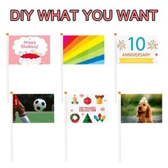 25 Pack Solid White Blank Flags Small Mini White DIY Graffiti Flags on Stick,…