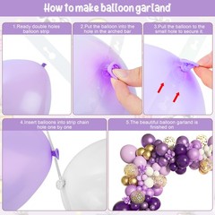 150Pcs Purple Balloons Garland Arch Kit, Light Pastel Purple Gold White Confe…