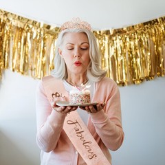 Semato 80th Birthday Decorations Set- 80th Birthday Crown and Sash Glitter Kit G