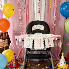 Pink and White Bow ONE High Chair Banner for Girl 1 inch x 1 inch,