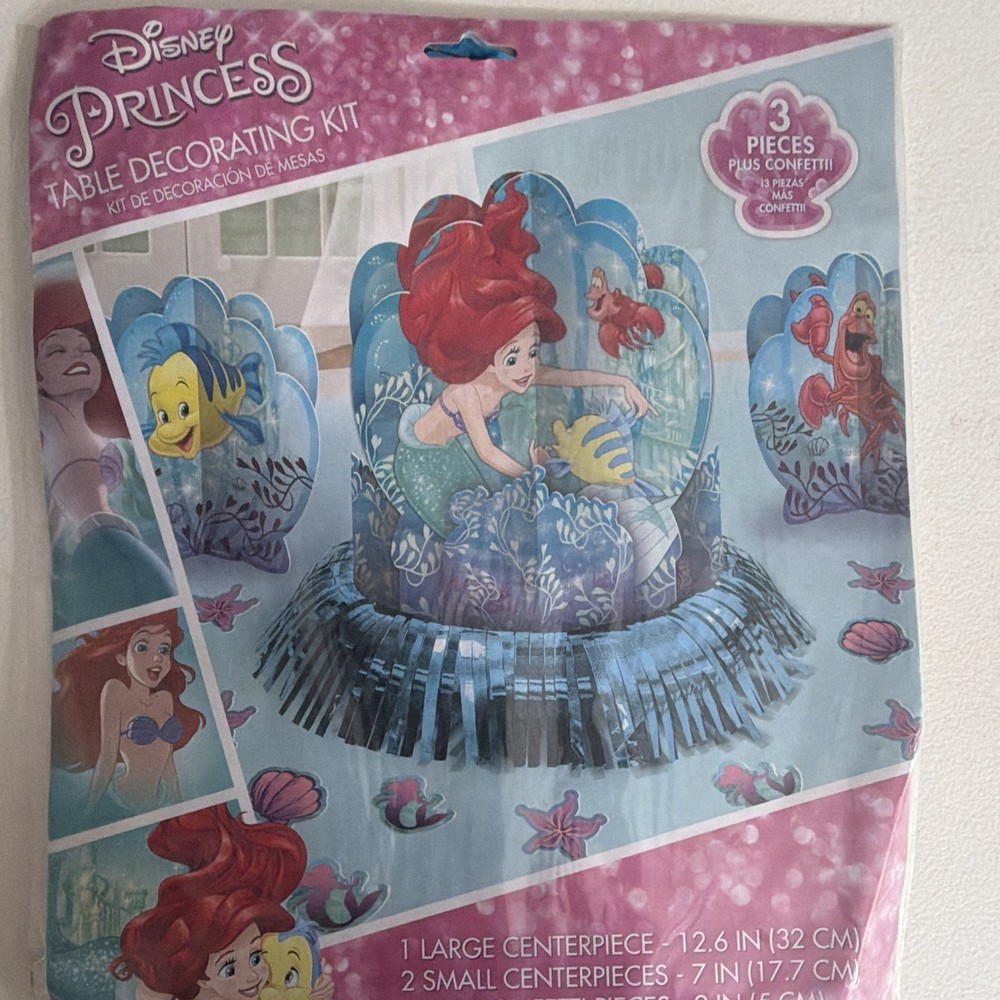 Disney Princess Ariel & Flounder Birthday Table Decorating Kit Mermaid 23 PC