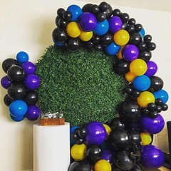 HILAVO 60 Pcs Metallic Purple Royal Blue Yellow Black Balloons Party Decor