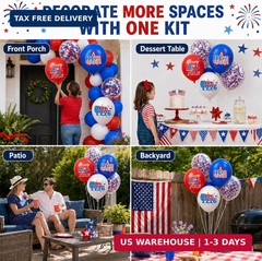 74 Pack 4th of July Decorations Red White and Blue Balloons Set – 12 Inch USA 4t