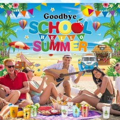 Hello Summer Decorations Goodbye School Beach Backdrop Banner Gift 72″x44″