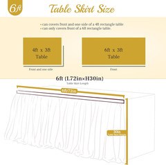 Suppromo 6Ft White Tulle Table Skirt for Rectangle Tables or round Tables Tutu T