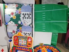 Casino Game Night Decorations Chip Trays Visors Tablecloths, Banners Backdrop