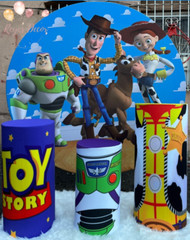 Themed Round Backdrops w/ Matching Cylinder Covers-Many Designs Party Decor Set