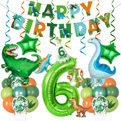 Dinosaur 6Th Birthday Party Decorations for Boys Girl, Foil Green Star Number 6