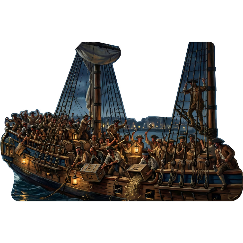 H76611 American History Boston Tea Party Protest Ship Cardboard Cutout Standee